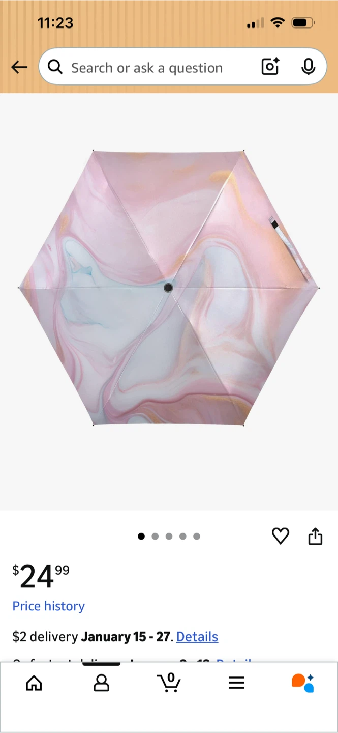 Compact Pink Marble Folding Umbrella - photo 3