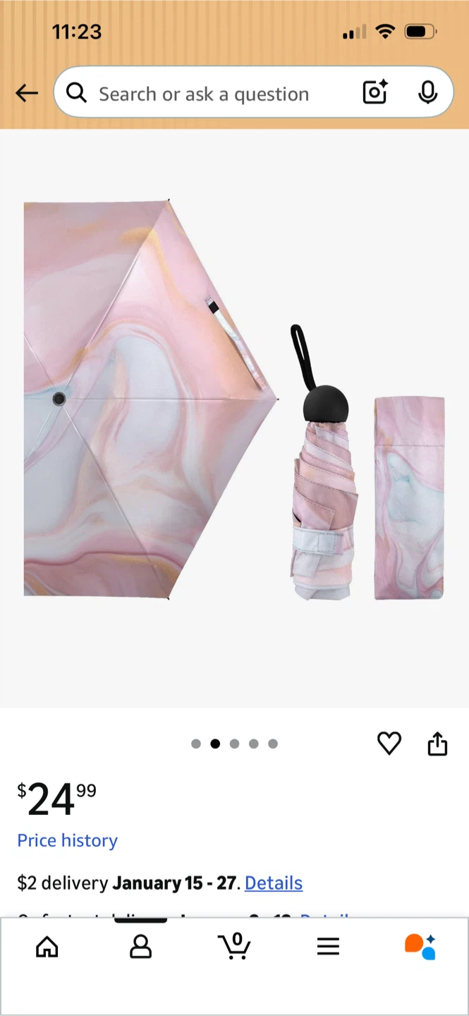 Compact Pink Marble Folding Umbrella - photo 4