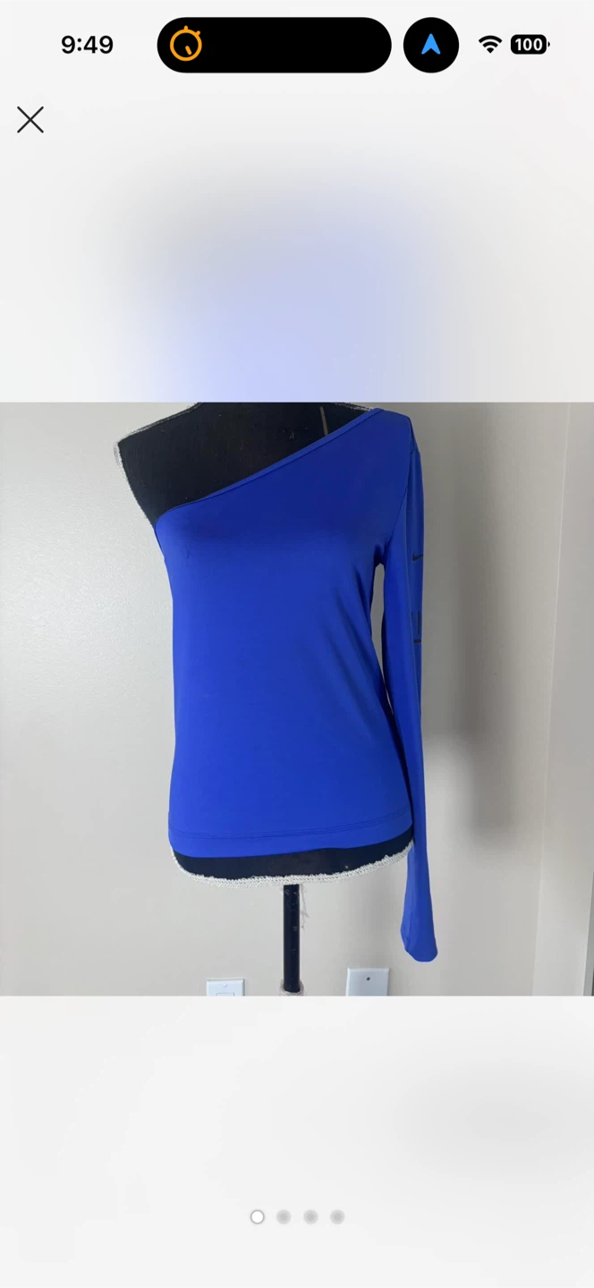 Nike Blue One Shoulder Long Sleeve Top