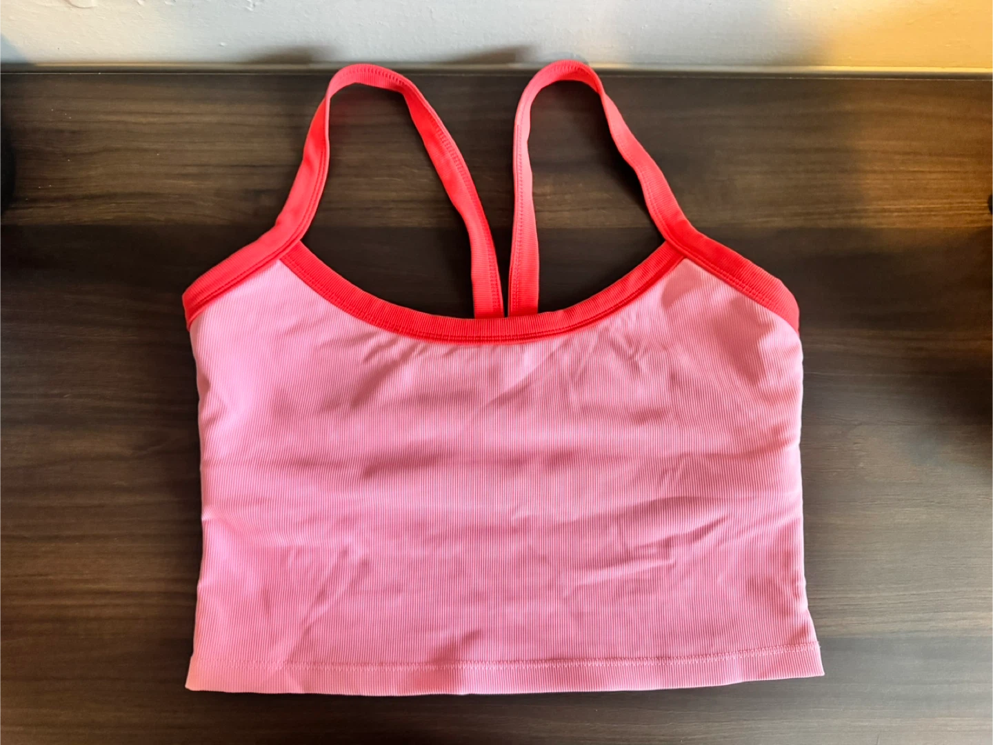 WILO Pink Ribbed Crop Tank Top and Pink Athletic Shorts Set
