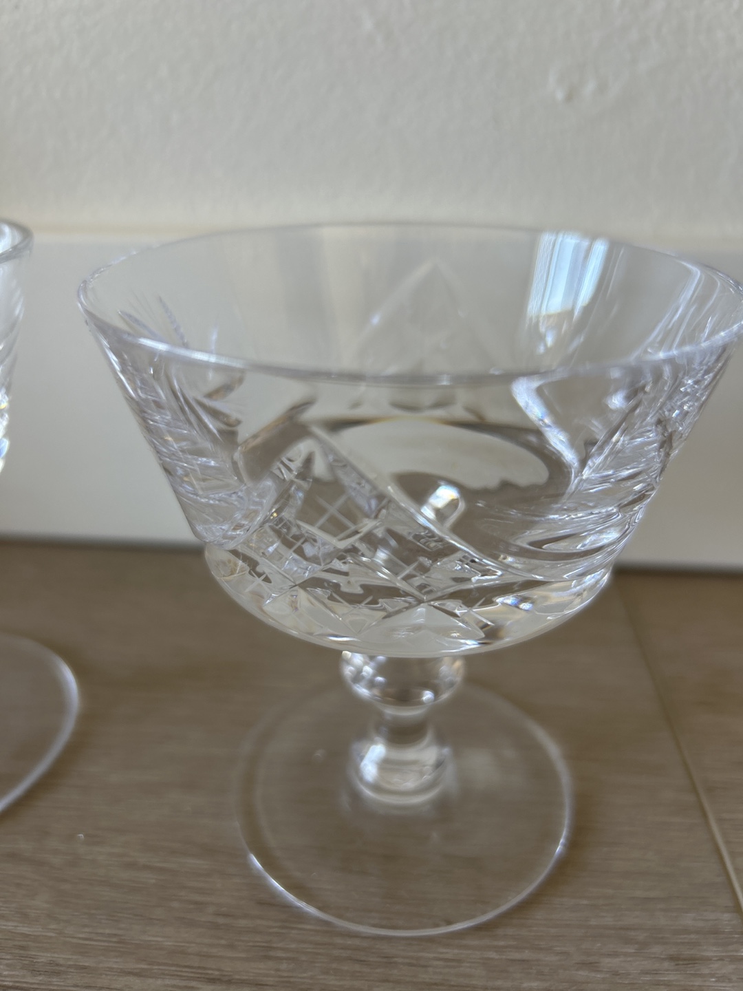 Crystal Cut Glass Coupe Glasses - set of 5
