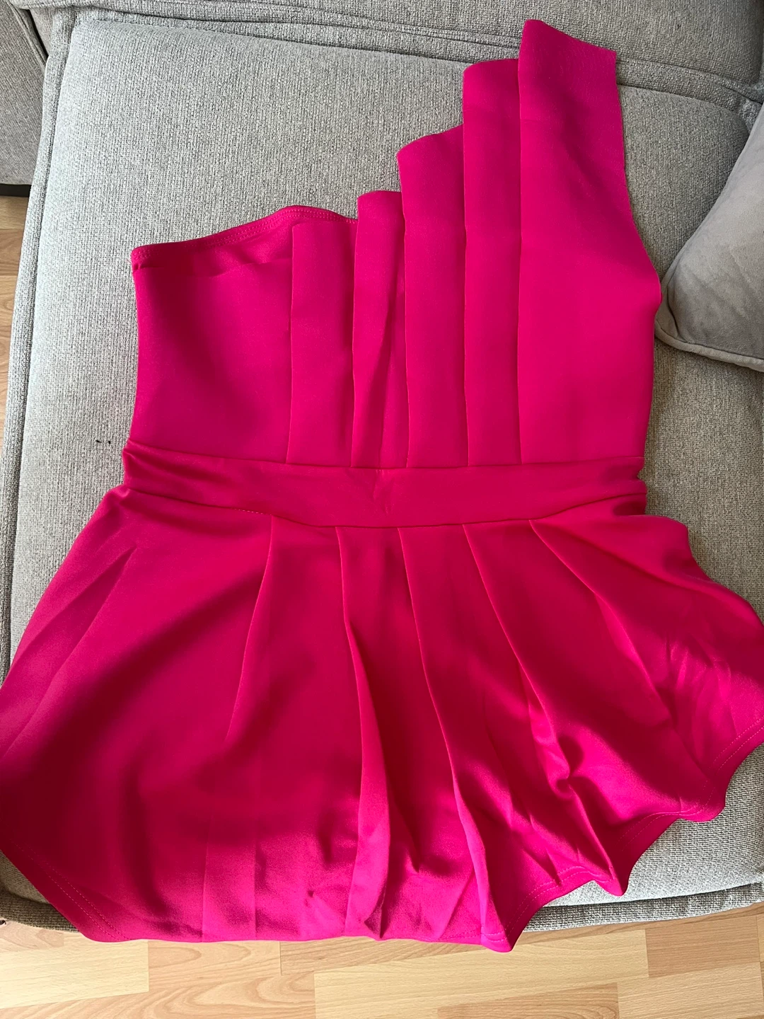SHEIN Pink One-Shoulder Ruffle Peplum Top