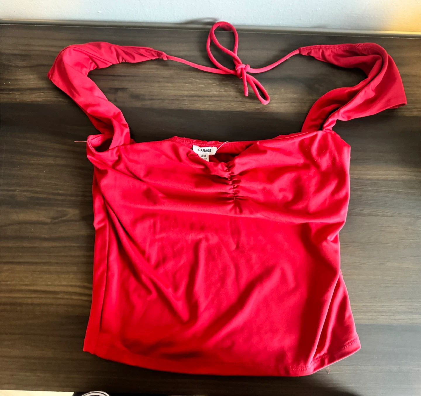 Garage Ruched Halter Crop Top