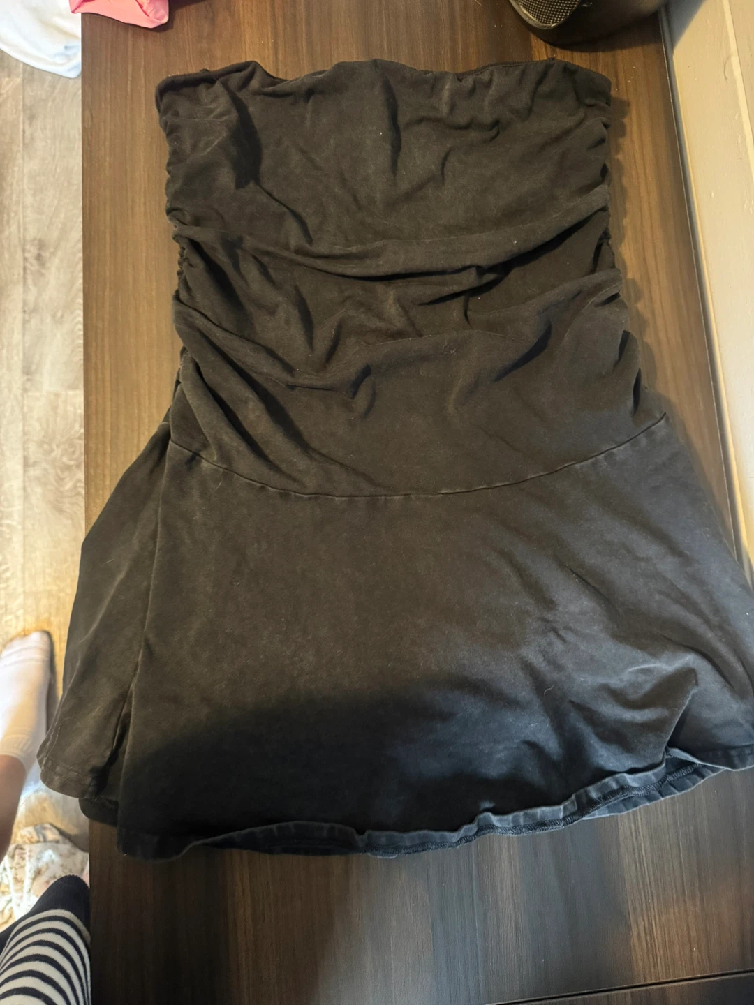 Aerie black Strapless Ruched Dress