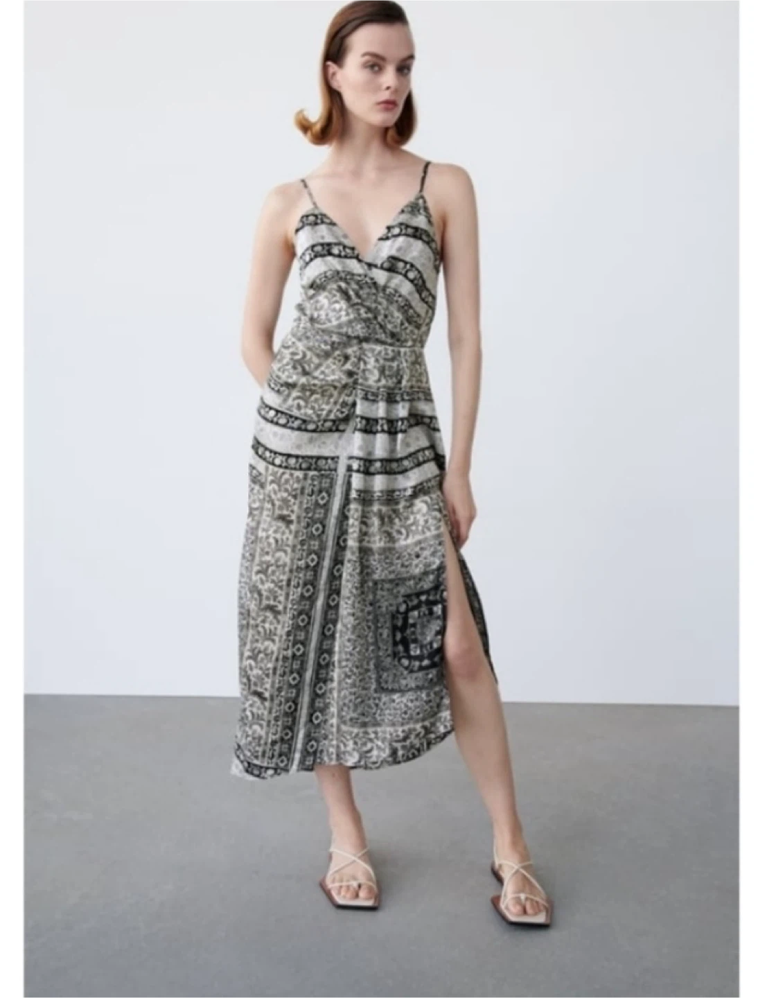 Zara Black & White Printed Midi Dress