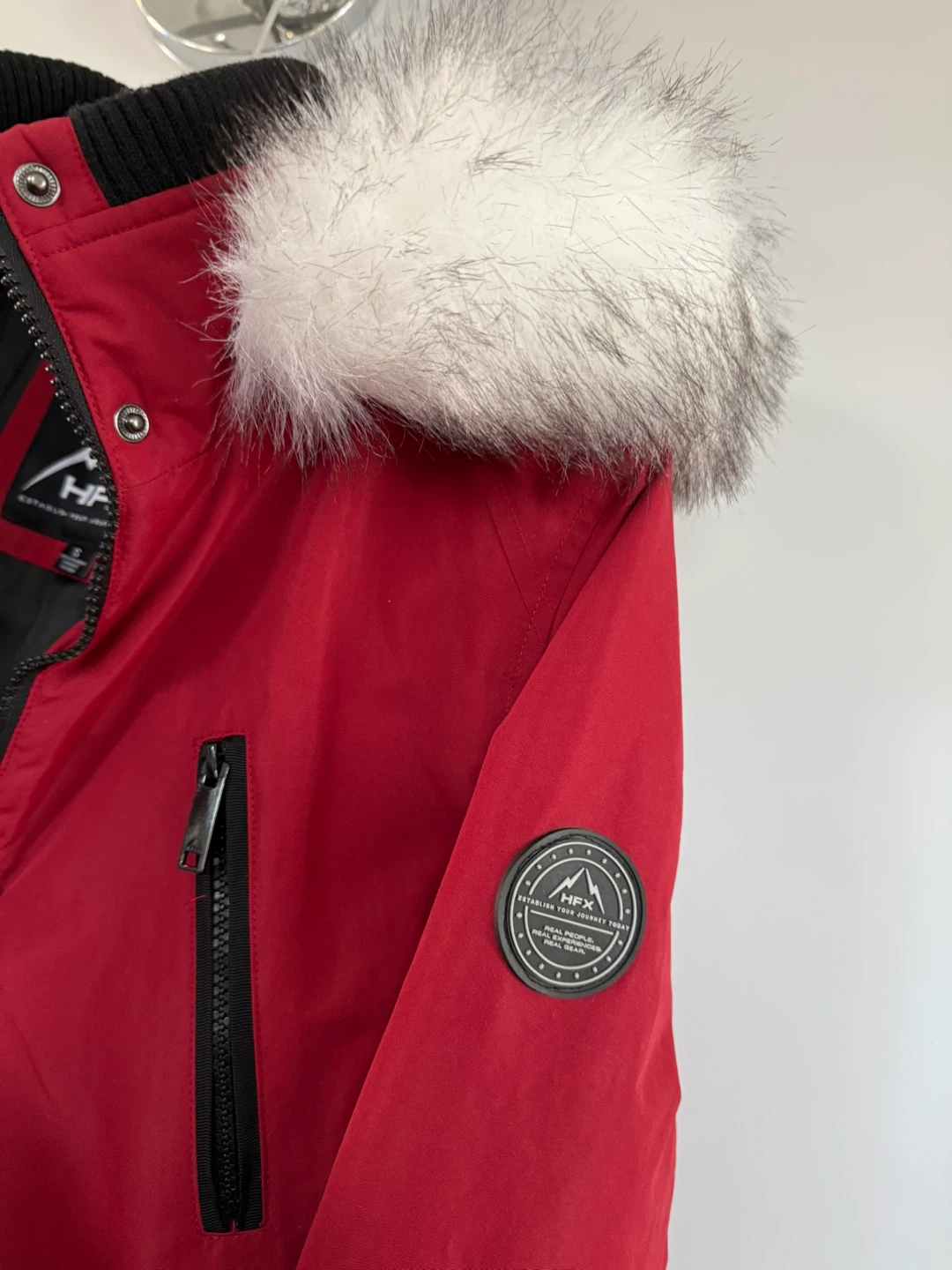 HFX Red Winter Parka Jacket with Faux Fur Hood - Size S - photo 3