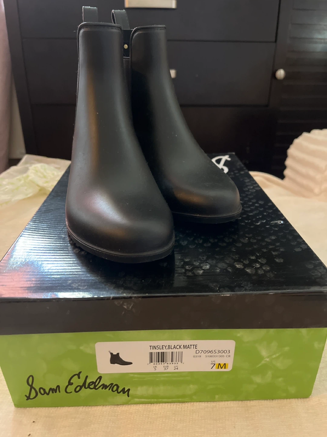 Sam Edelman Tinsley Black Matte Rain Boots - Size 7M - photo 3
