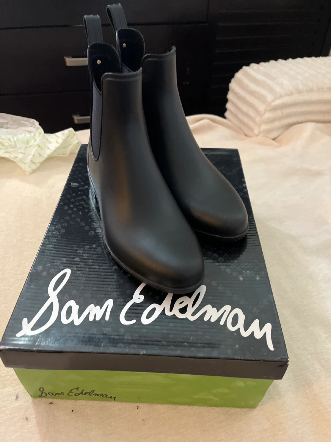 Sam Edelman Tinsley Black Matte Rain Boots - Size 7M
