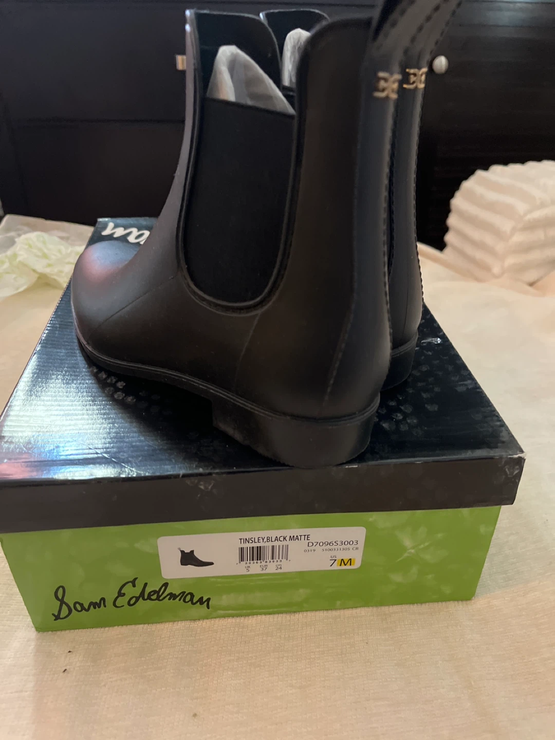 Sam Edelman Tinsley Black Matte Rain Boots - Size 7M - photo 2