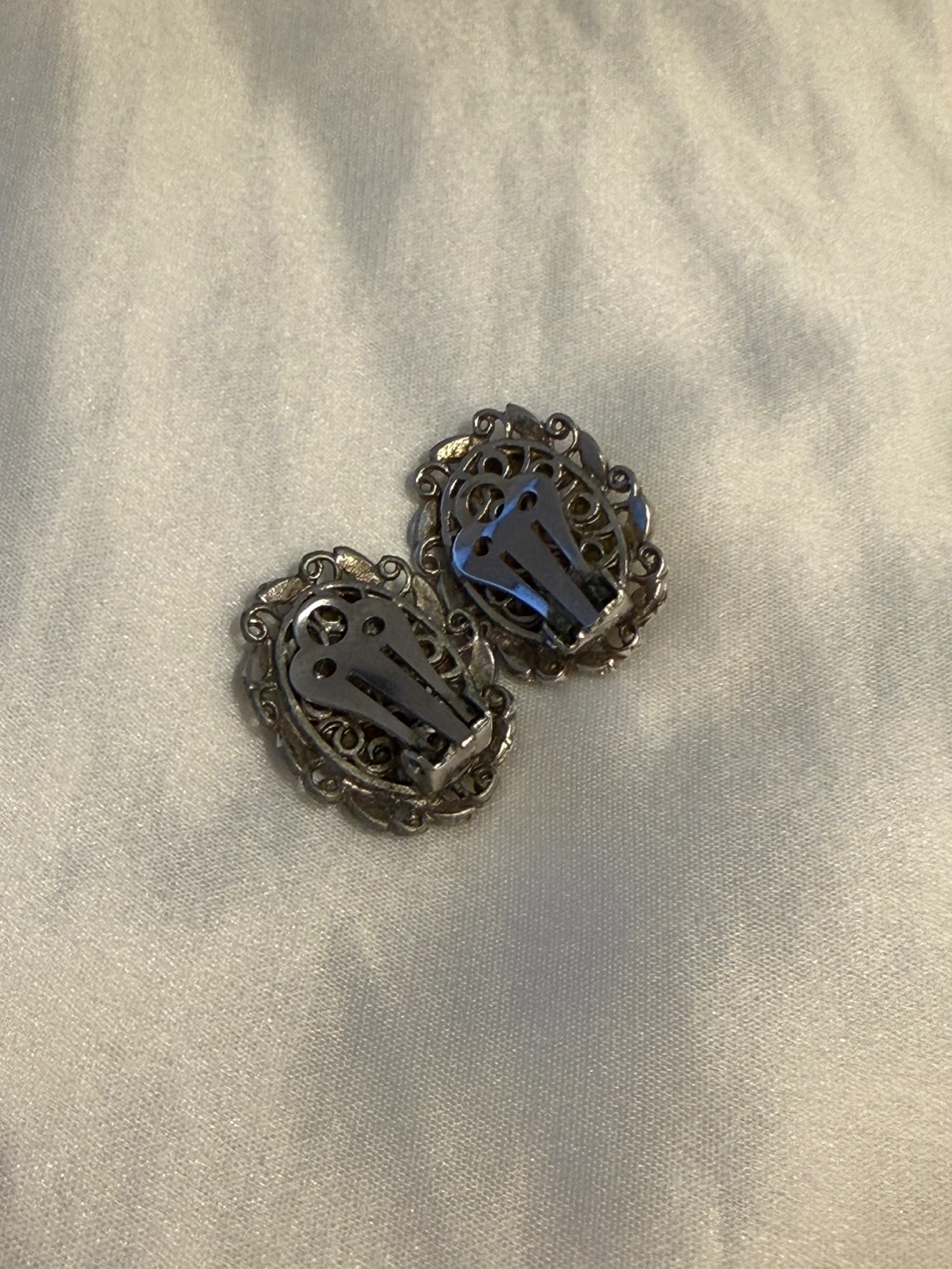 Vintage Green Stone and Marcasite Clip-On Earrings - photo 5