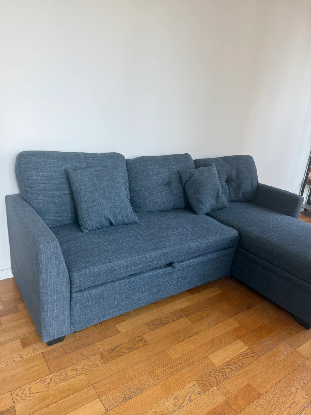 Blue Sectional Sofa with Pull-Out Bed - photo 4