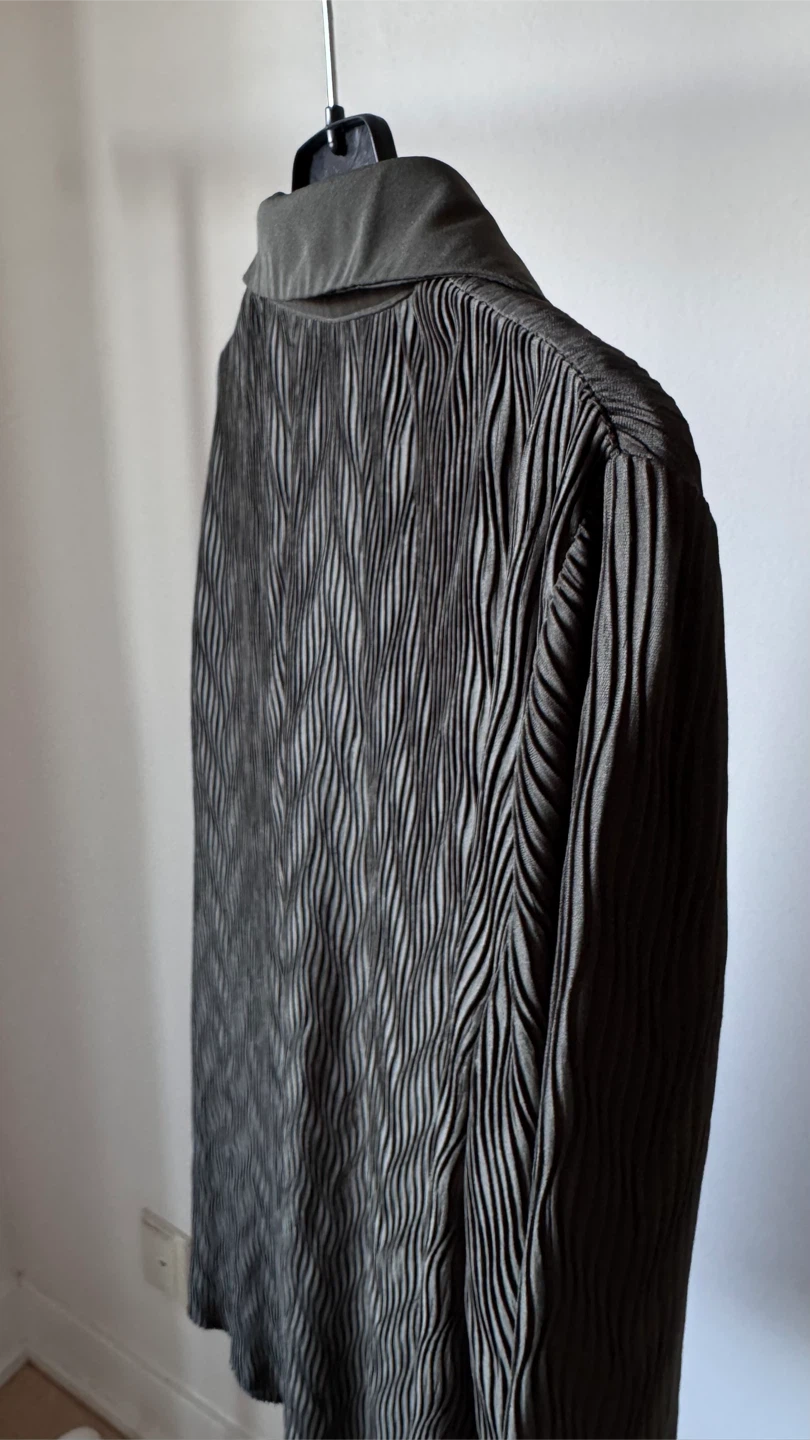 MNG Textured Button-Up Shirt - Dark Green - photo 5