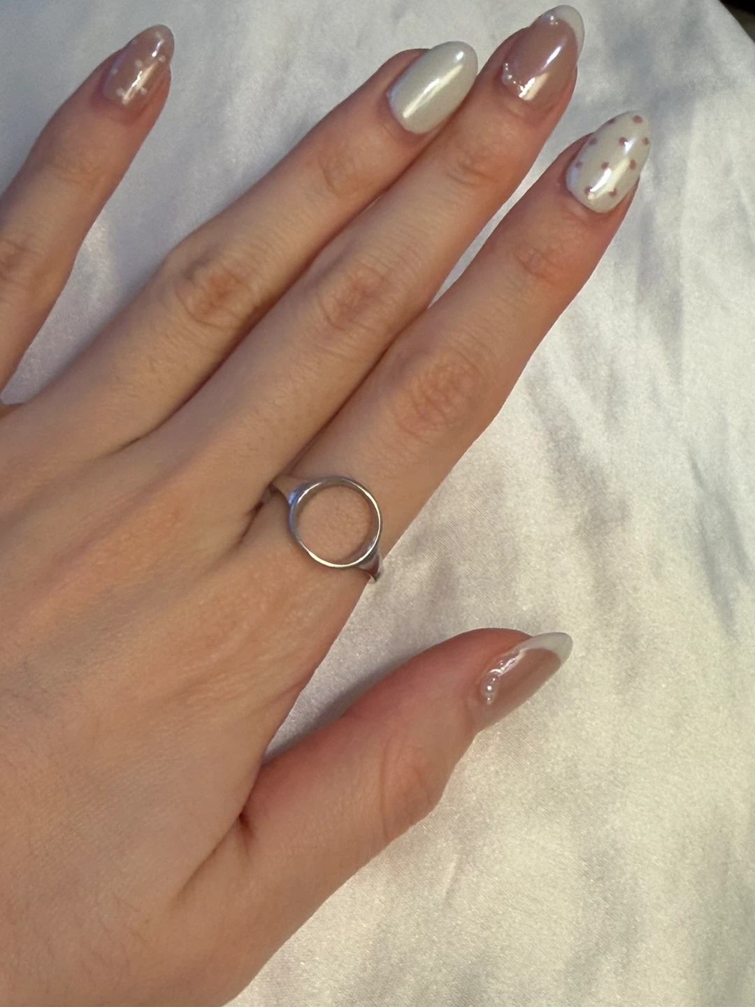 Silver Tone Open Ring with Circle Design