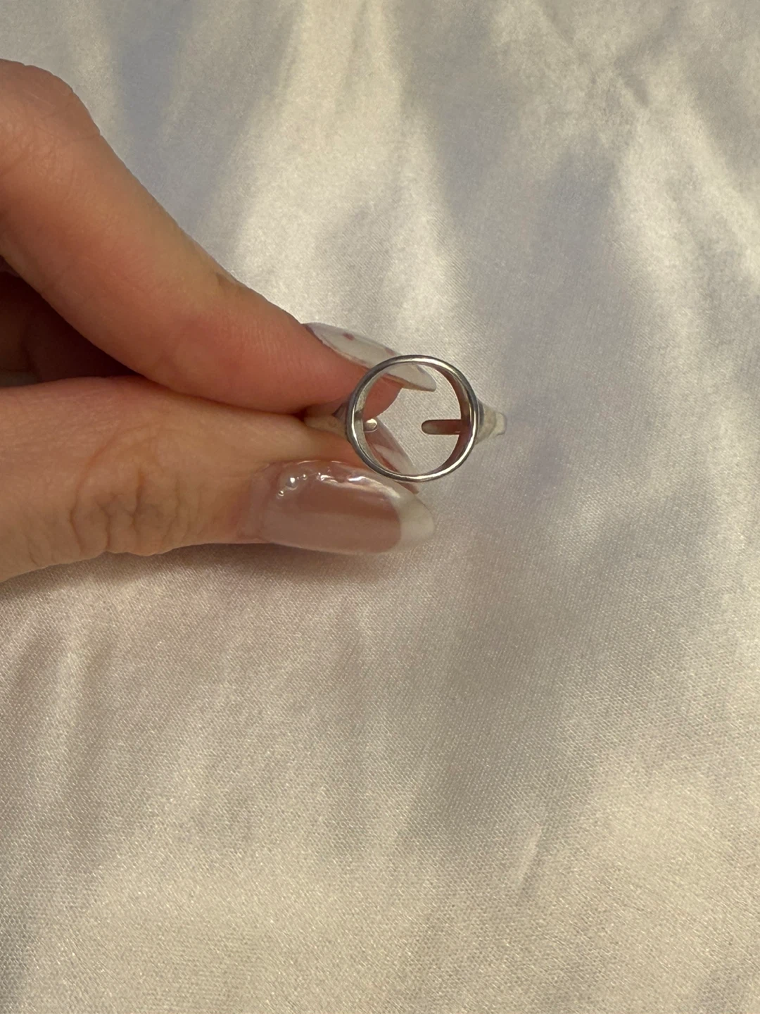 Silver Tone Open Ring with Circle Design - photo 3