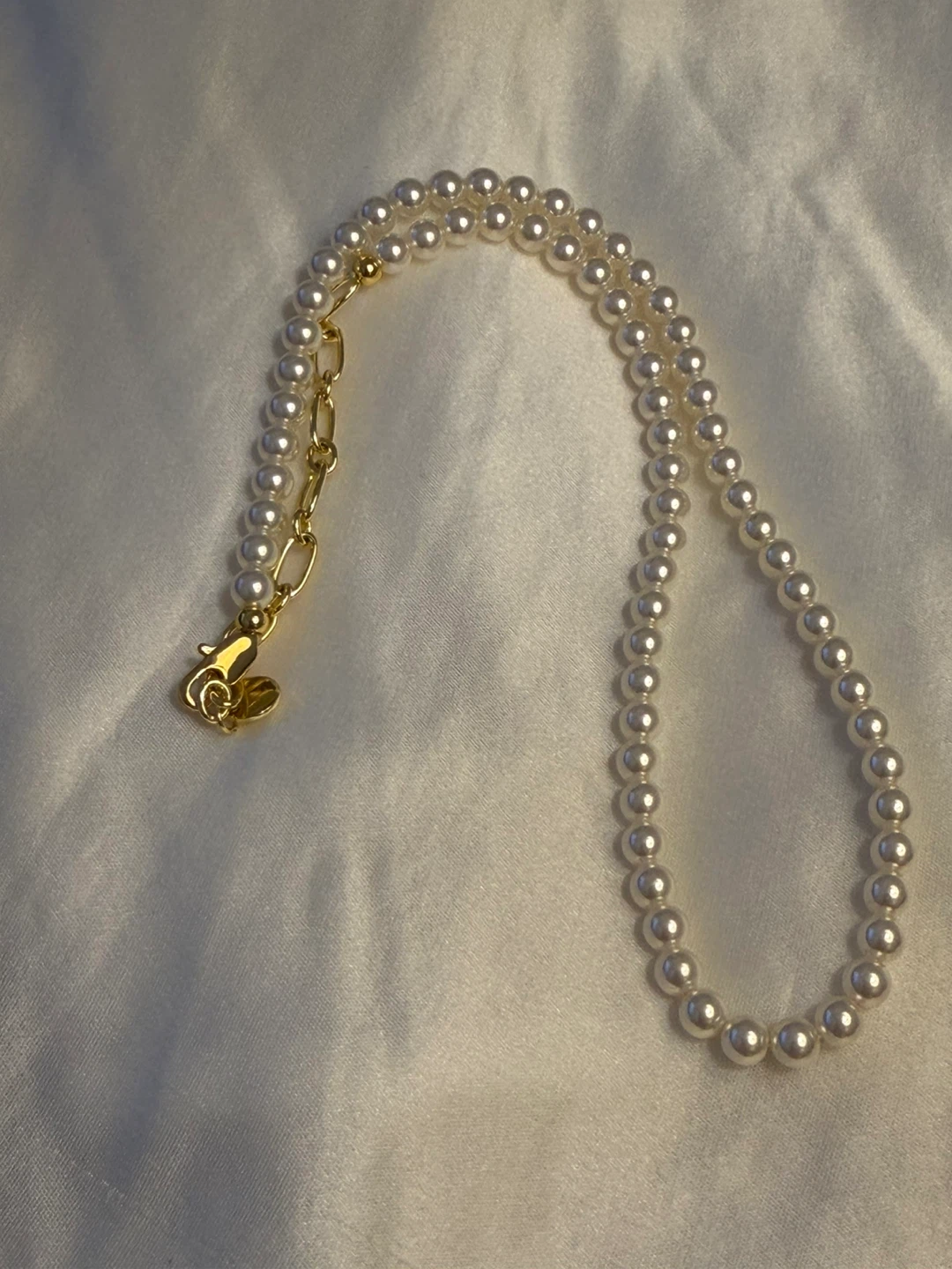 Pearl Necklace with Gold Chain Accent