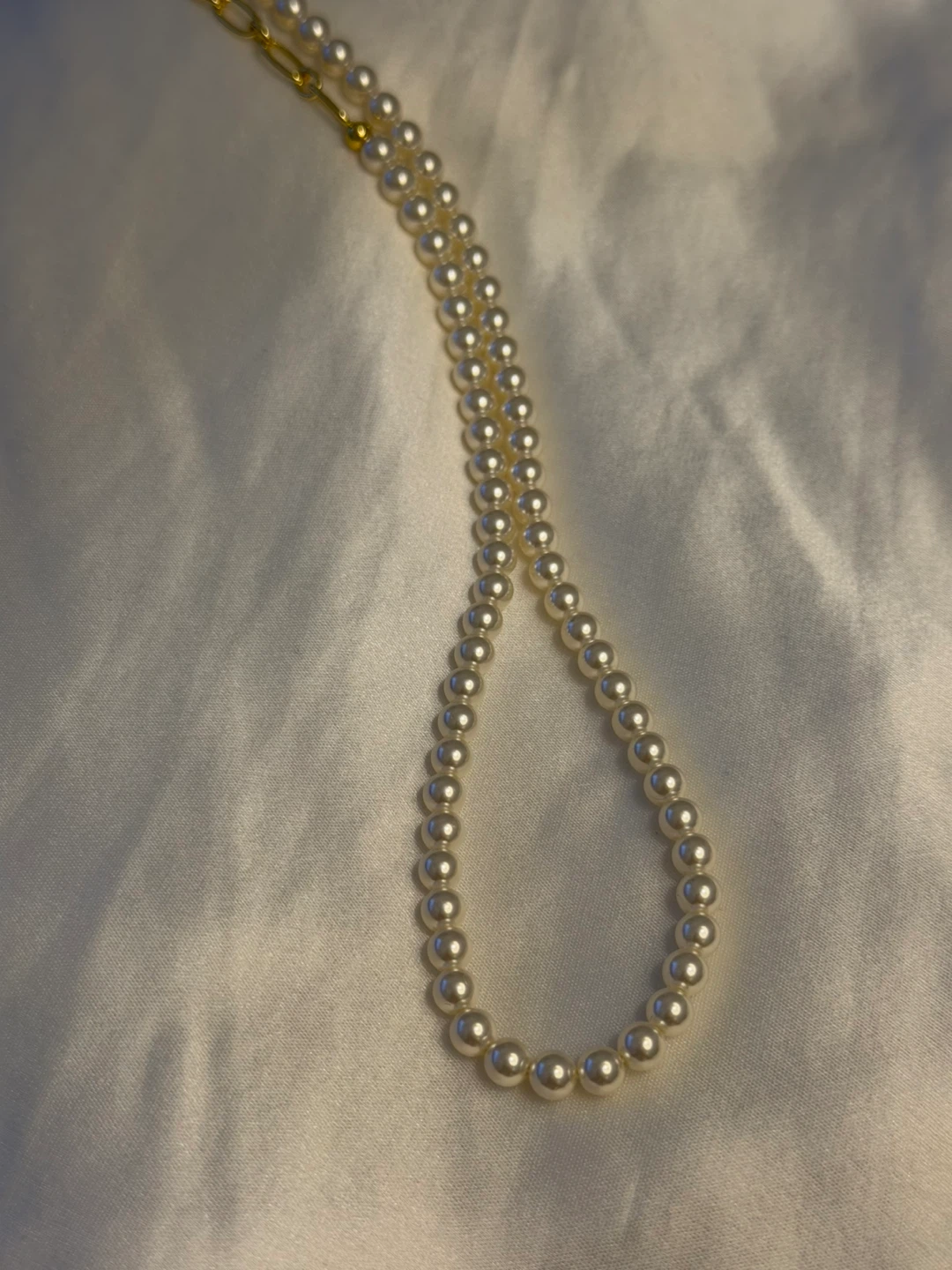 Pearl Necklace with Gold Chain Accent - photo 2