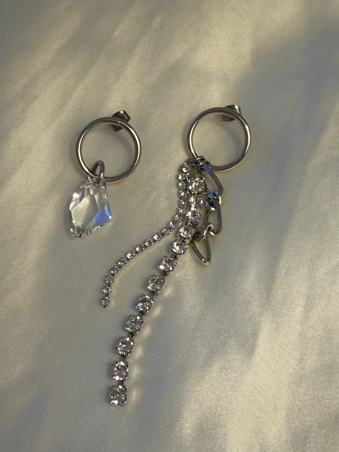 Justine Clenquet Earrings with Crystal and Chain