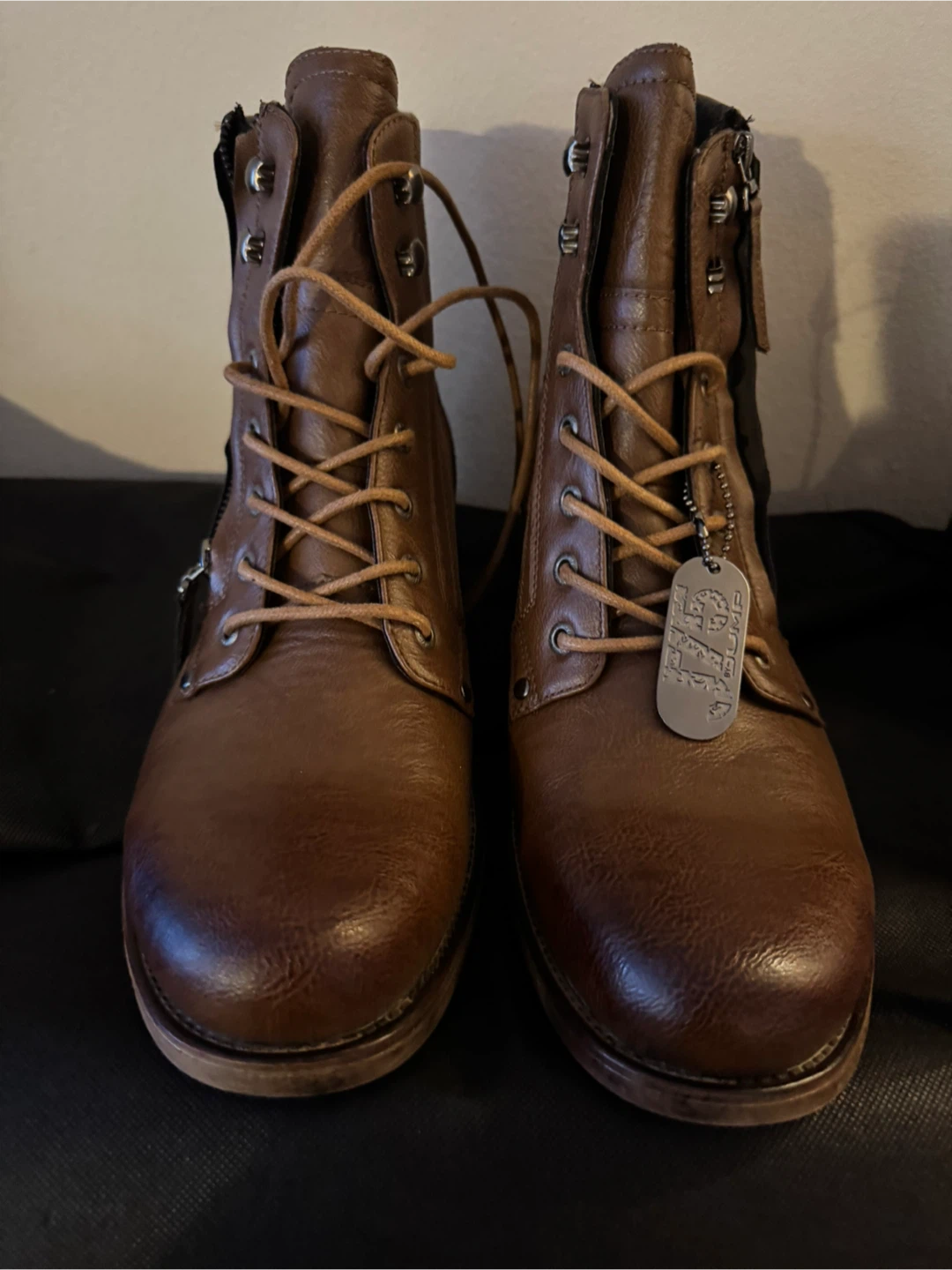 Brown Leather Lace-Up Ankle Boots with Side Zip - photo 2