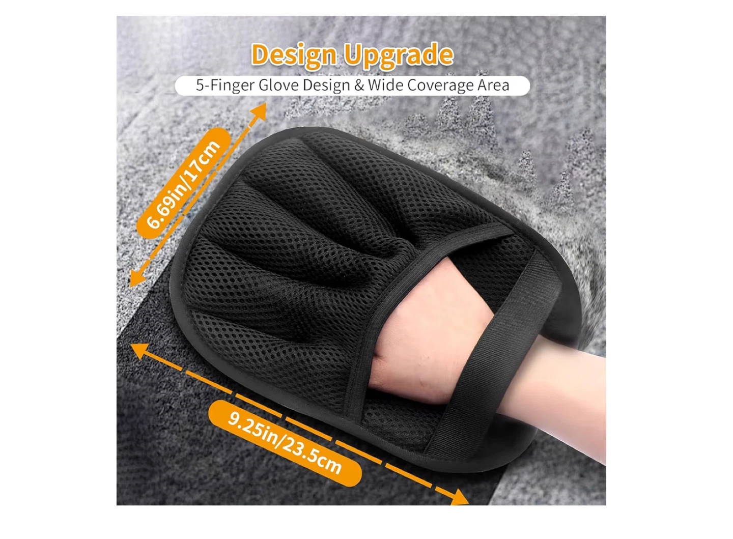 Black Pet Grooming Glove Mitt - 5 Finger Design - photo 2