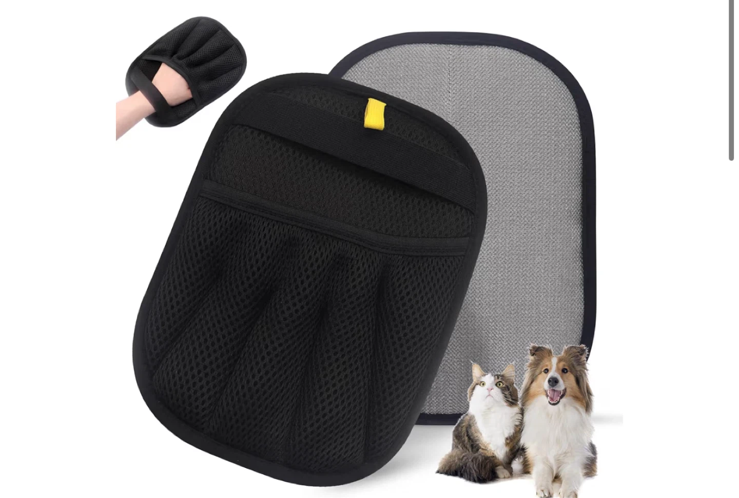 Black Pet Grooming Glove Mitt - 5 Finger Design
