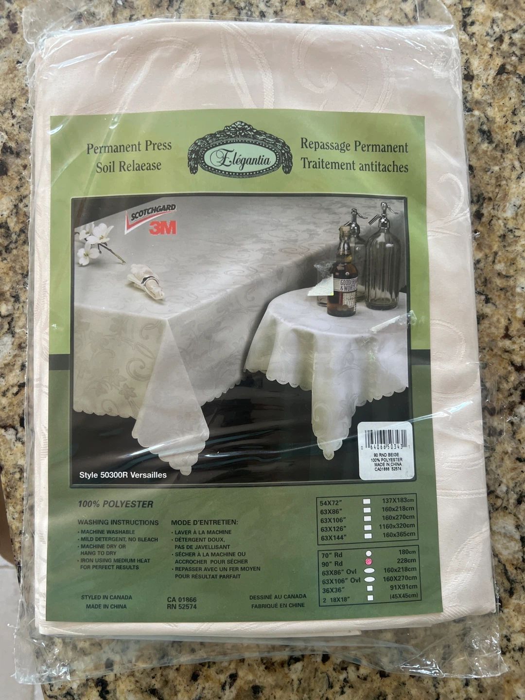 Elegancia Jacquard Tablecloth 90 Round Beige