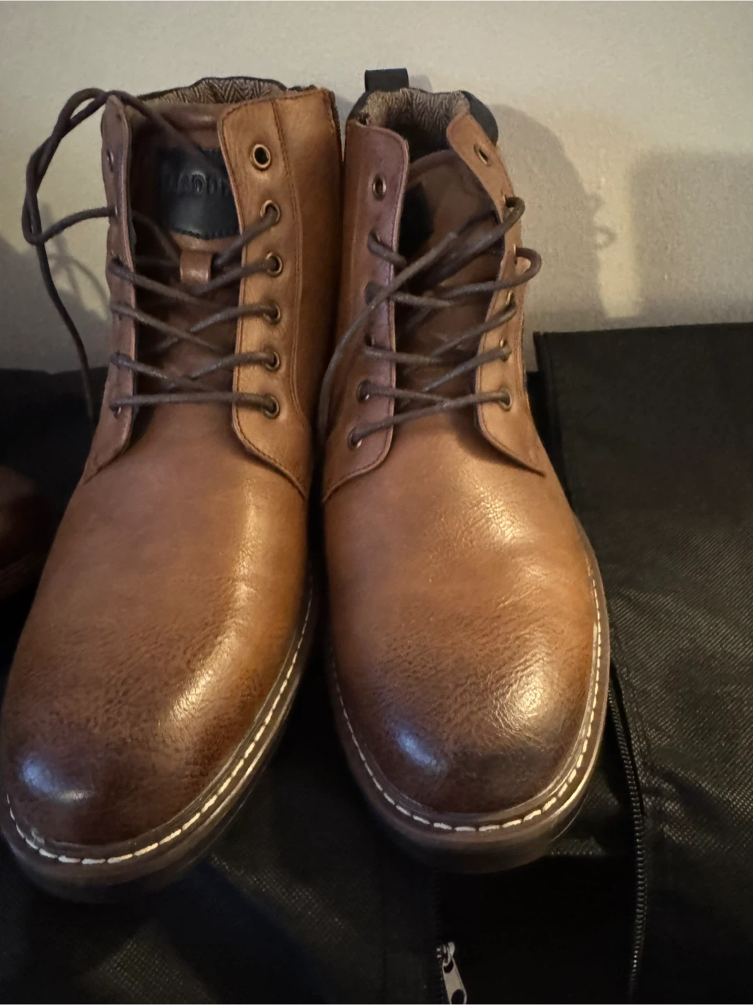 Men's Brown Faux Leather Lace-Up Ankle Boots - photo 2