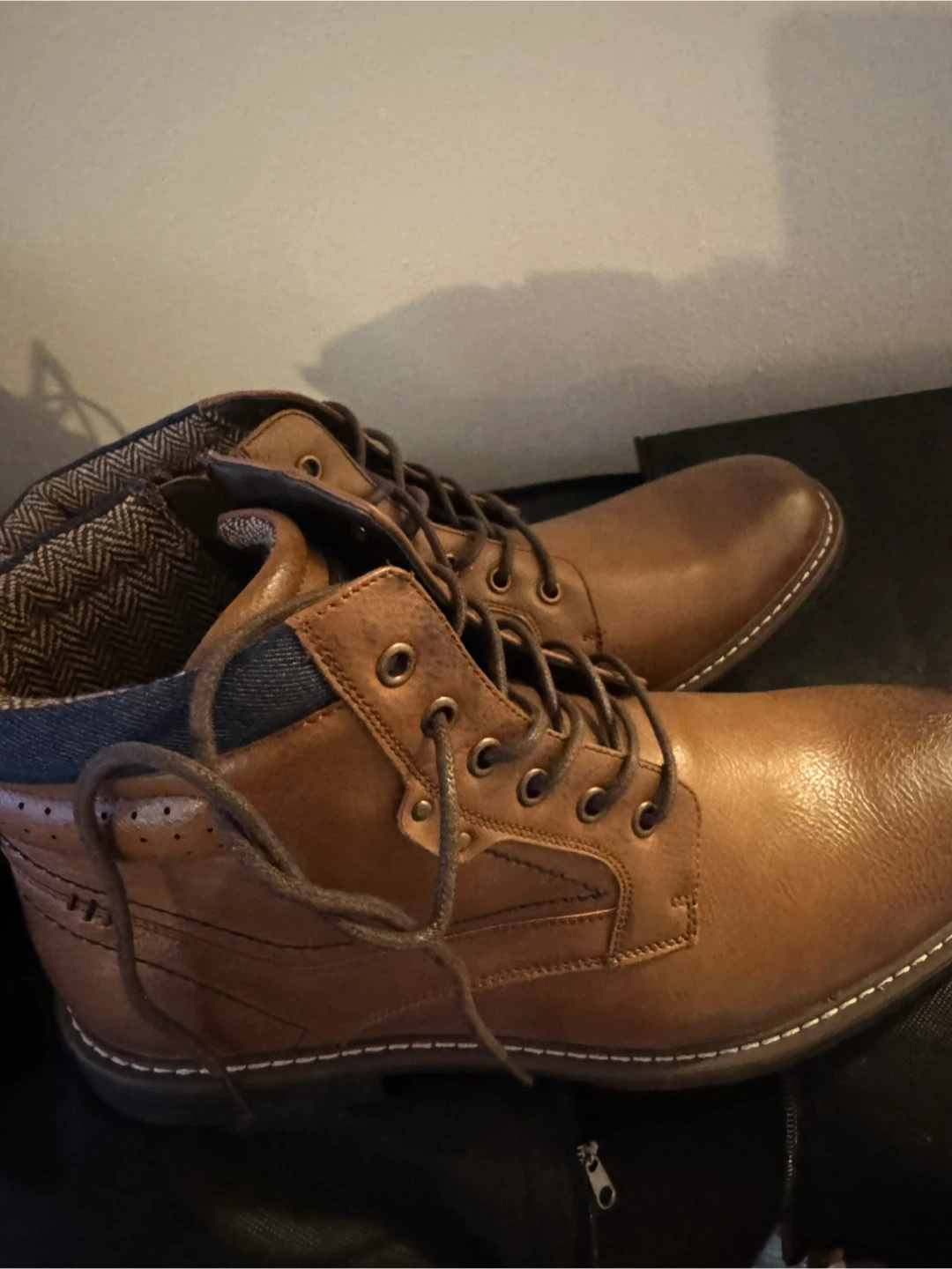 Men's Brown Faux Leather Lace-Up Ankle Boots