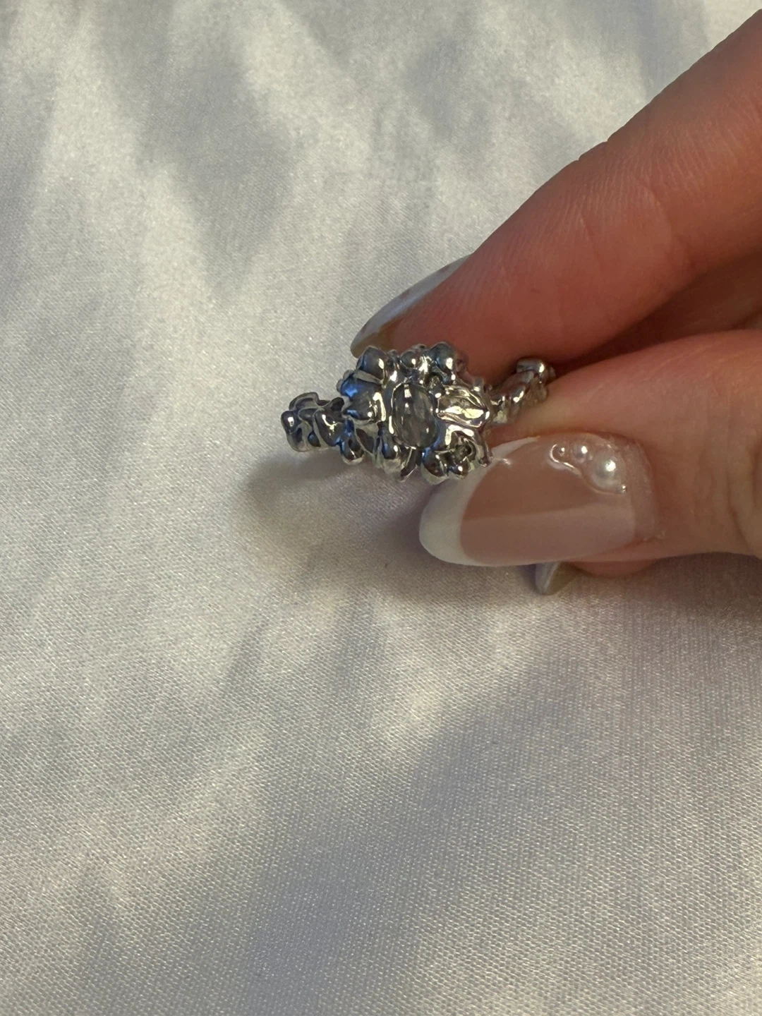 Silver Tone Adjustable Ring with Unique Design - photo 3