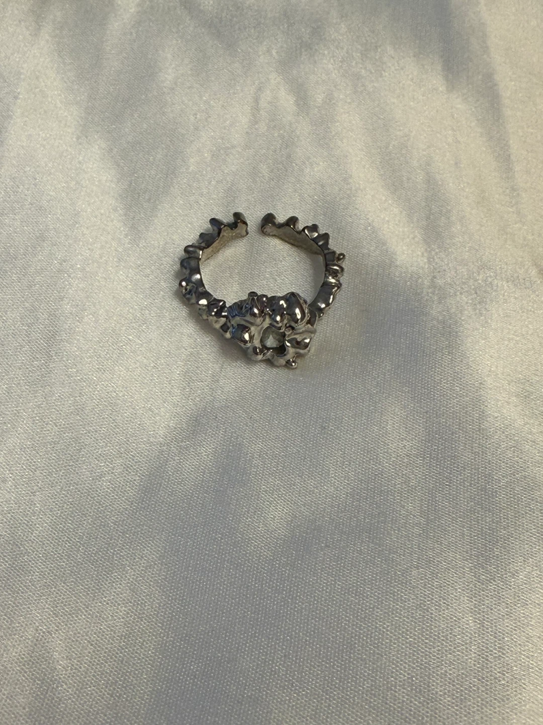 Silver Tone Adjustable Ring with Unique Design - photo 2