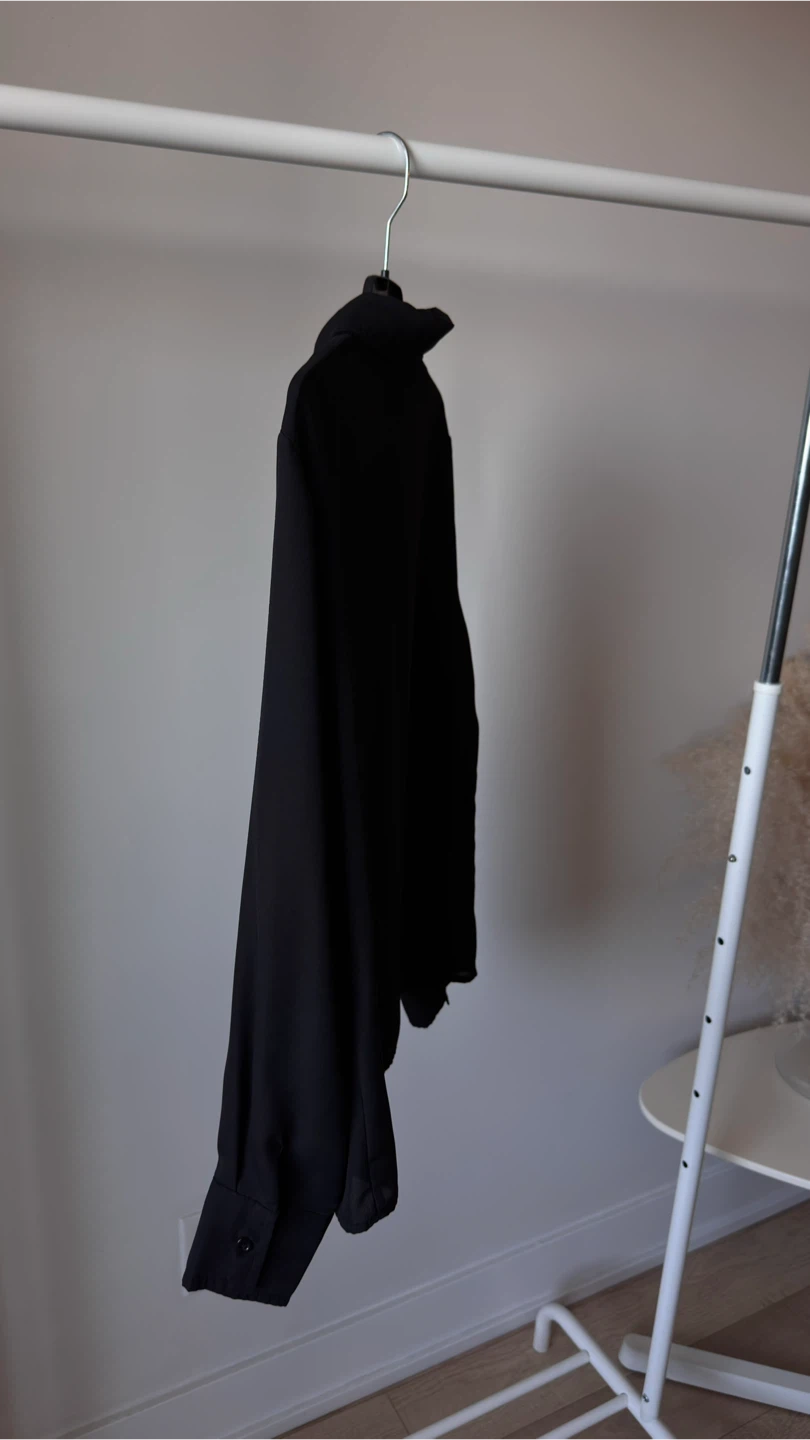 Black SHEIN Collared Button-Up Blouse - photo 3