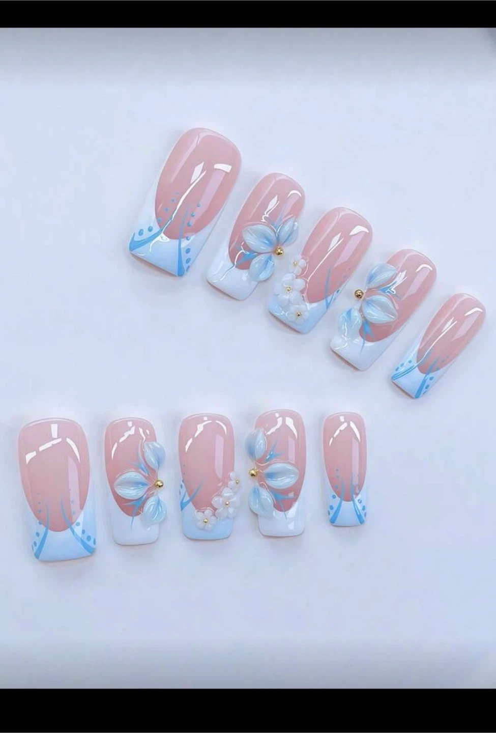 Press-On Nails with Floral Design