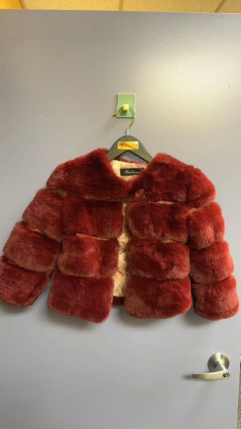 Faux Fur Jacket Red - size120