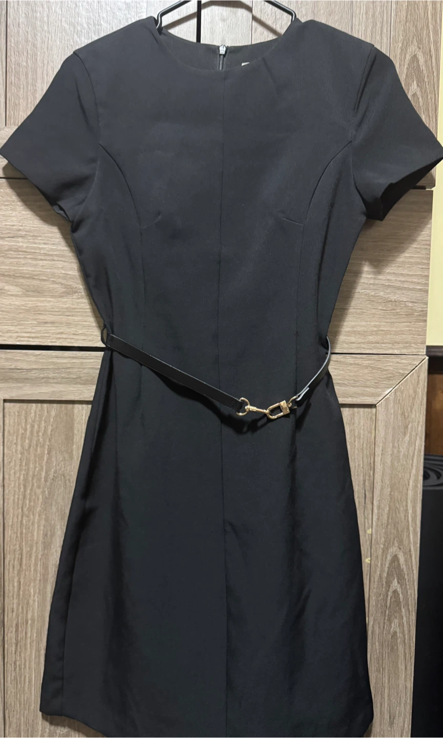H&M Black Sheath Dress with Belt - Size XS - photo 2
