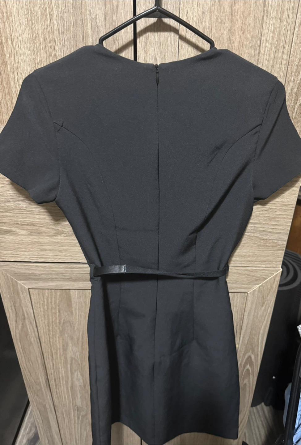 H&M Black Sheath Dress with Belt - Size XS