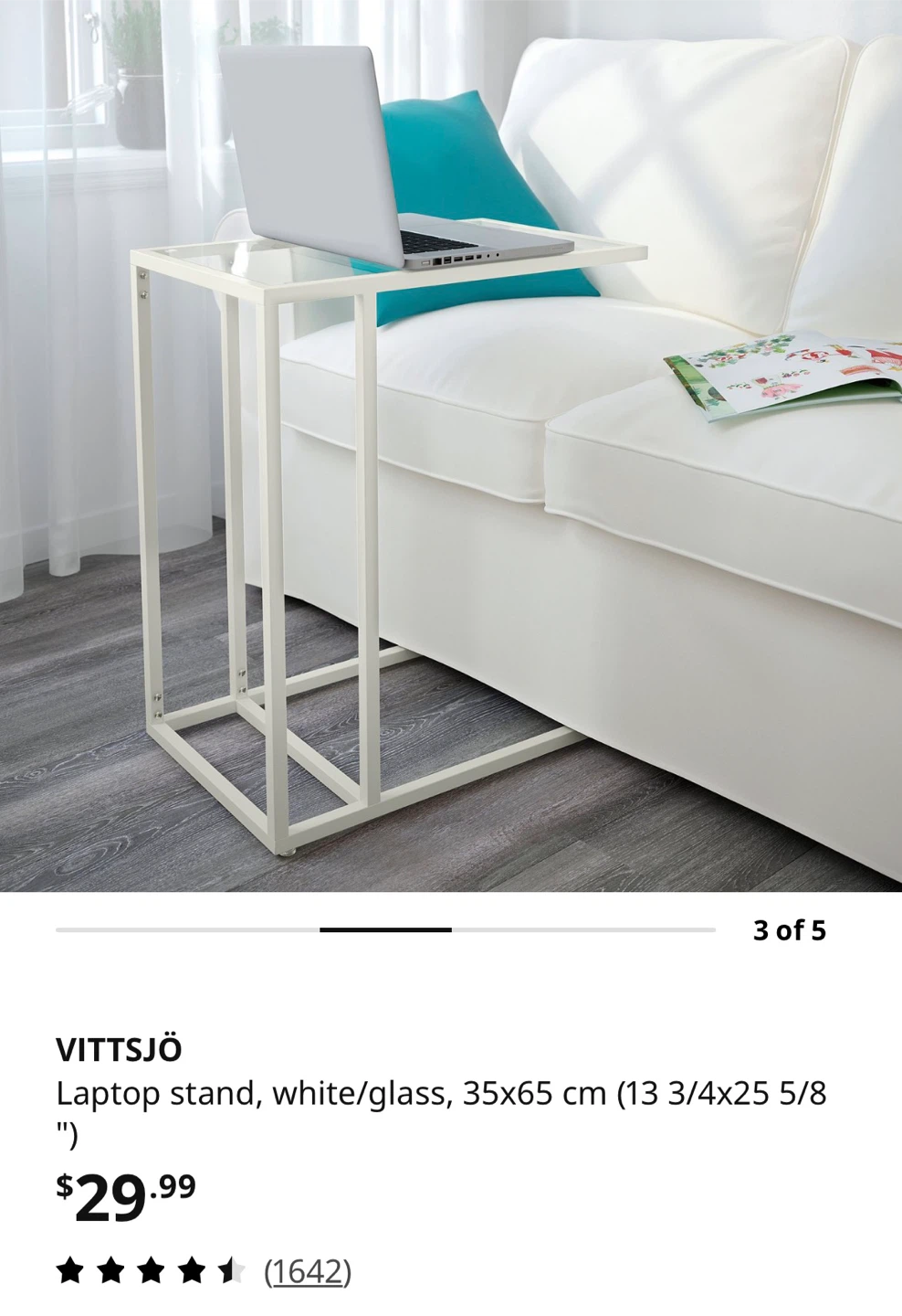 Ikea VITTSJÖ Table, White/Glass