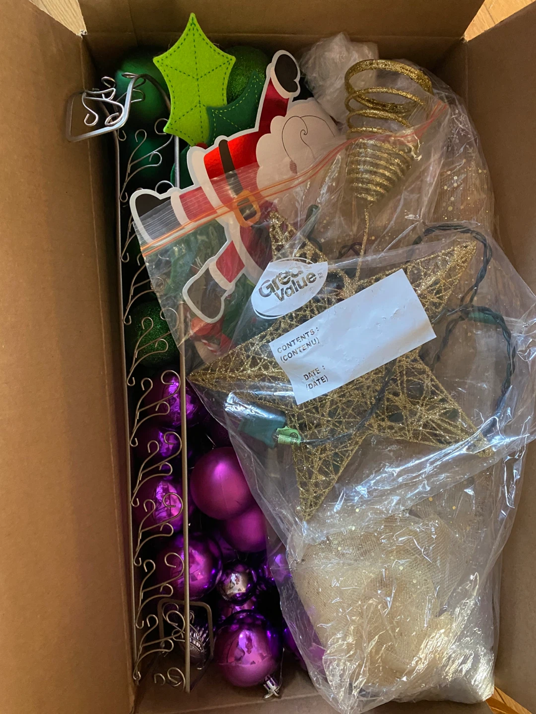 Box of Christmas Ornaments - Purple and Green - photo 2