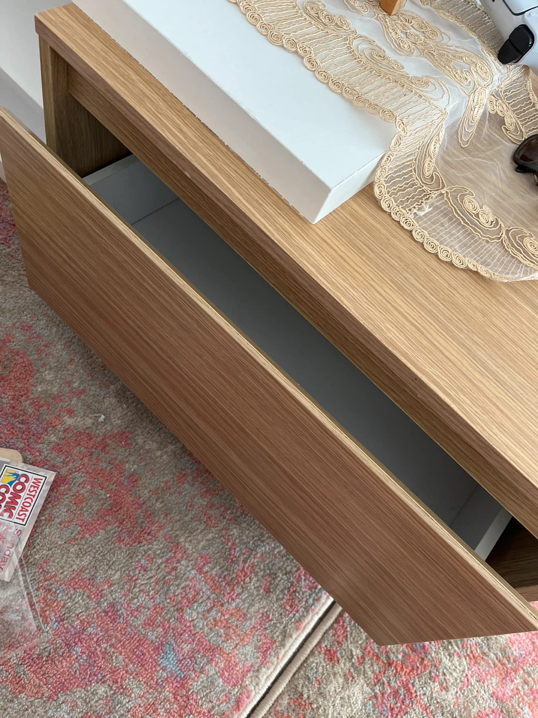 Modern White & Wood Coffee Table with Storage - photo 5