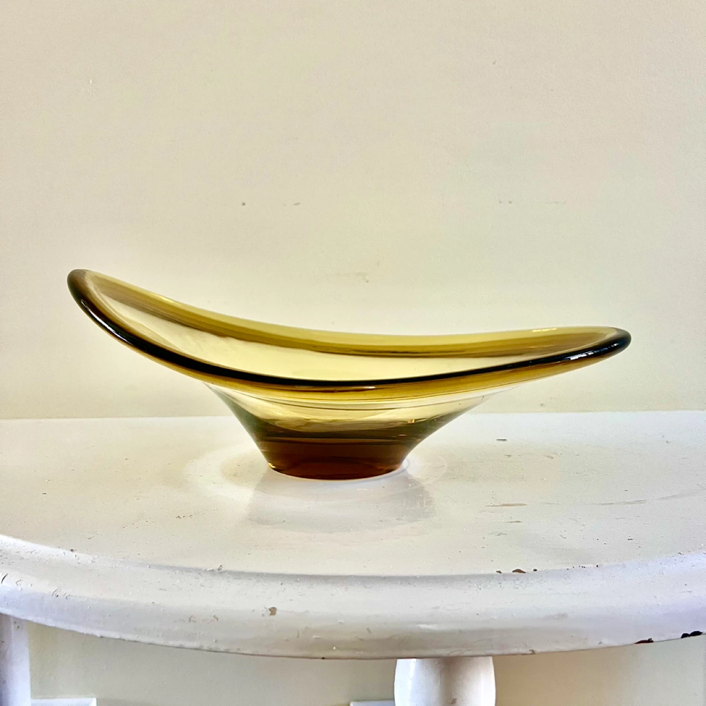 6 Danish MCM Amber Glass Bowls