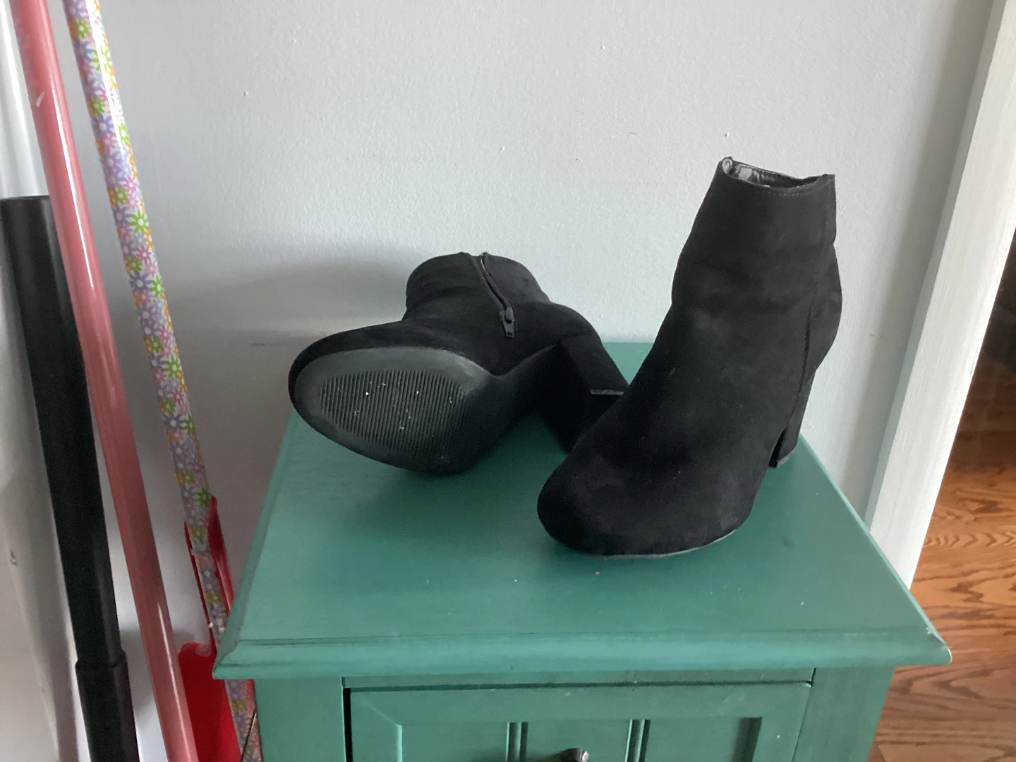 Black Suede Heeled Ankle Boots - photo 2