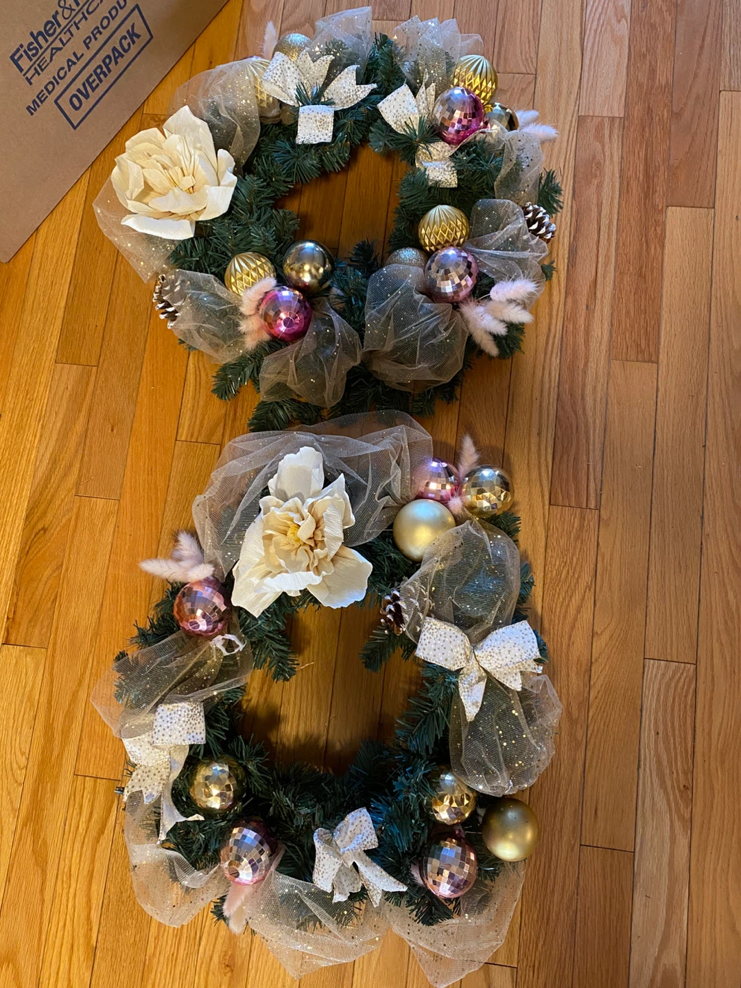 Set of 2 Decorative Christmas Wreaths