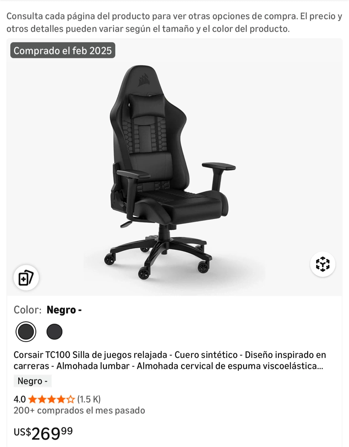 Corsair TC100 Gaming Chair - Black - photo 4