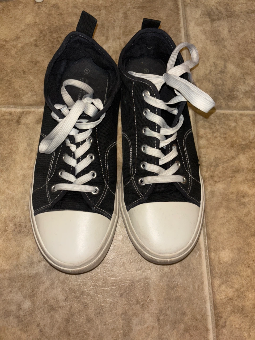Black Canvas Sneakers with White Laces