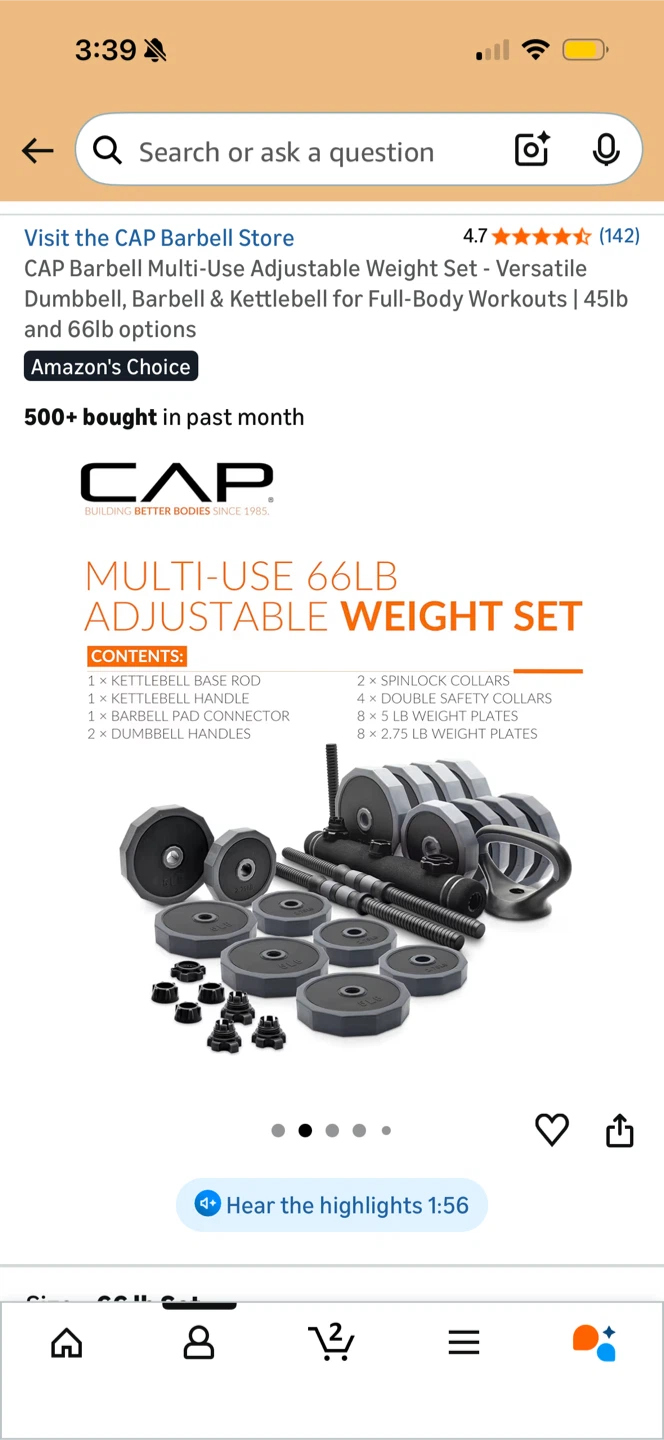 Multi-Use Adjustable 66lb Weight Set - Dumbbell, Barbell - photo 2