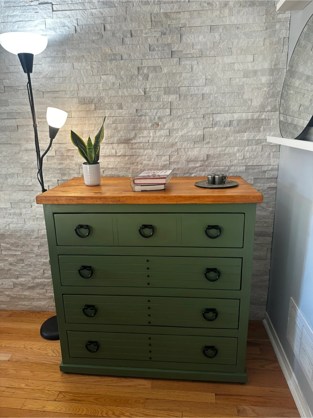 Green 4-Drawer Dresser with Wood Top - photo 4