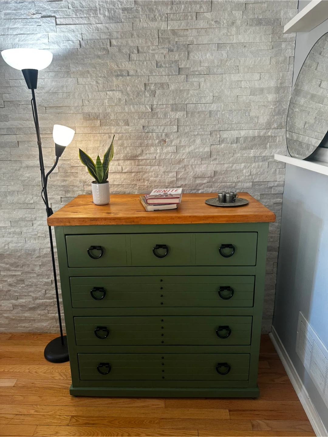 Green 4-Drawer Dresser with Wood Top - photo 2