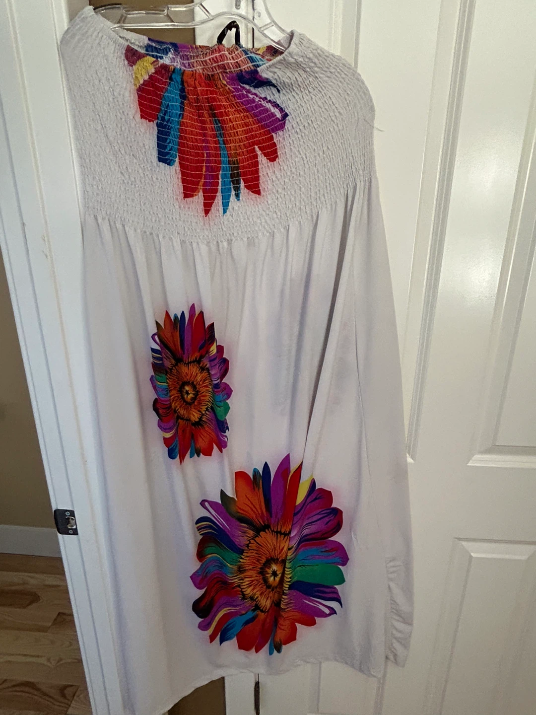 Just USA White Floral Smocked Tube Dress Size S