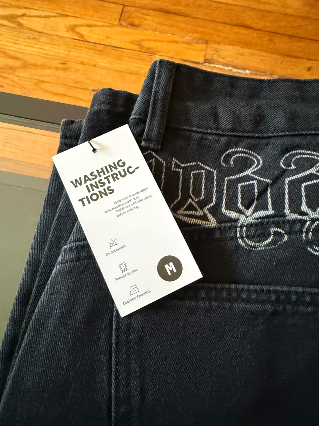 Hello EM Black Embroidered Denim Jeans Size M