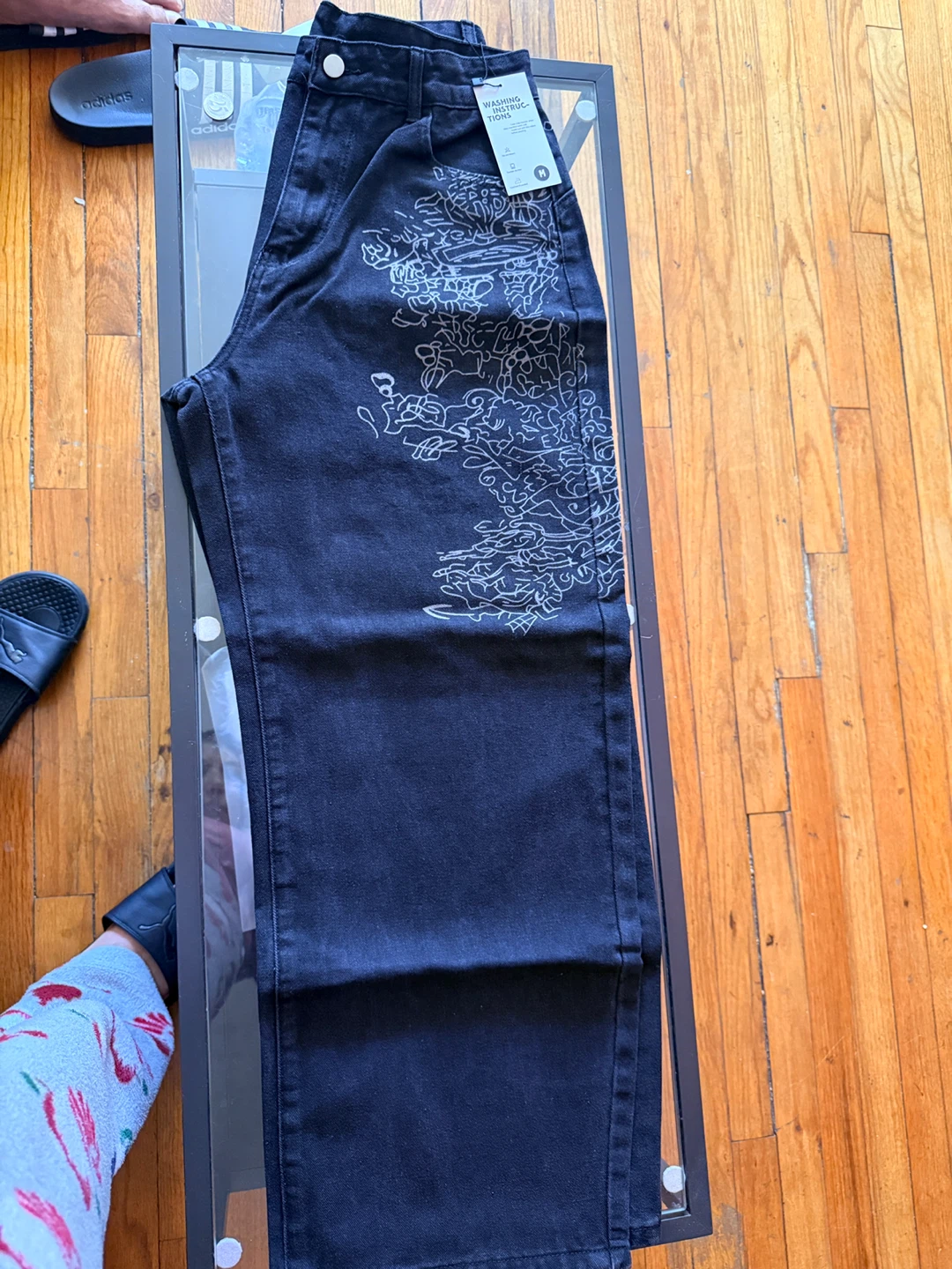 Hello EM Black Embroidered Denim Jeans Size M - photo 3