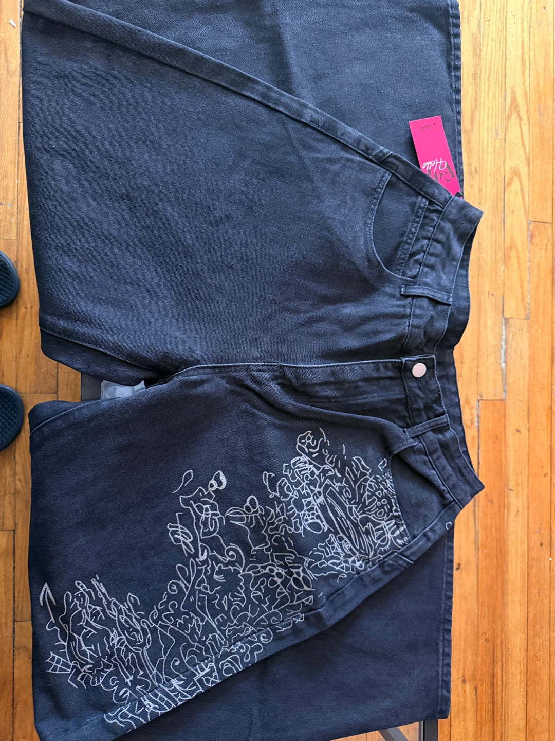 Hello EM Black Embroidered Denim Jeans Size M - photo 5