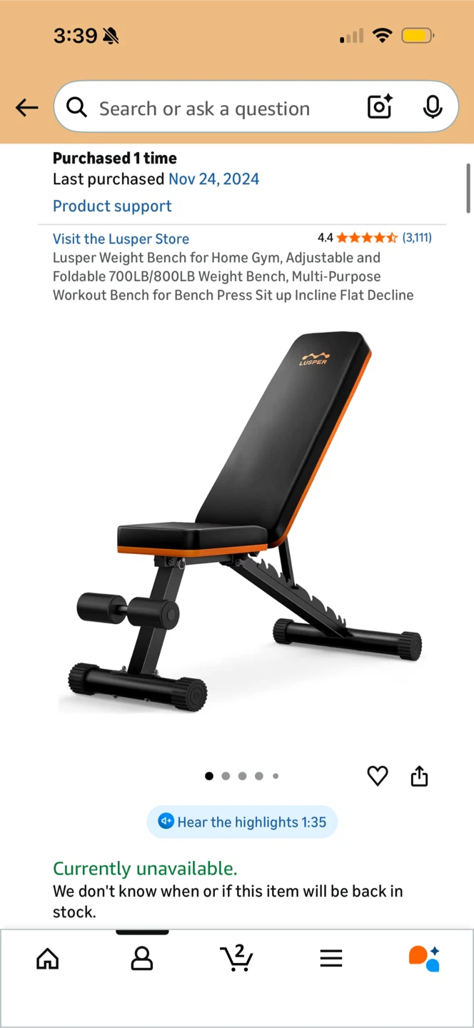 Lusper Adjustable Foldable Weight Bench